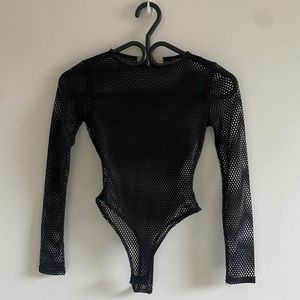 Monaco Black Mesh Long Sleeve Bodysuit